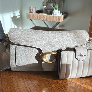 New Coach Cream Tabby 26 Leather Crossbody with Gold Accent with matching wallet